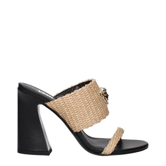 Versace Beige Raffia-Plateaus