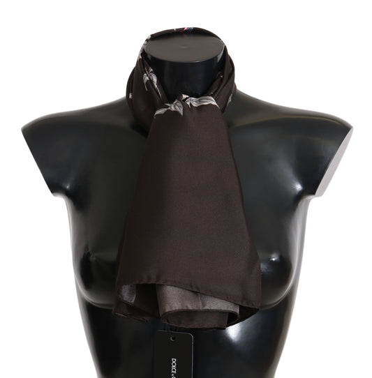 Dolce & Gabbana Braun 100% Seide Vogel Druck Wrap 80cm X 95cm RRP Schal