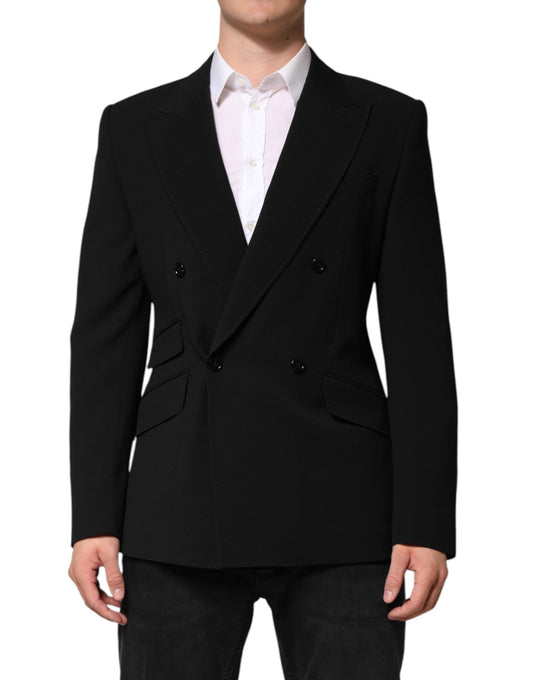 Dolce & Gabbana Schwarzer SICILIA Doppelreihiger Mantel Blazer