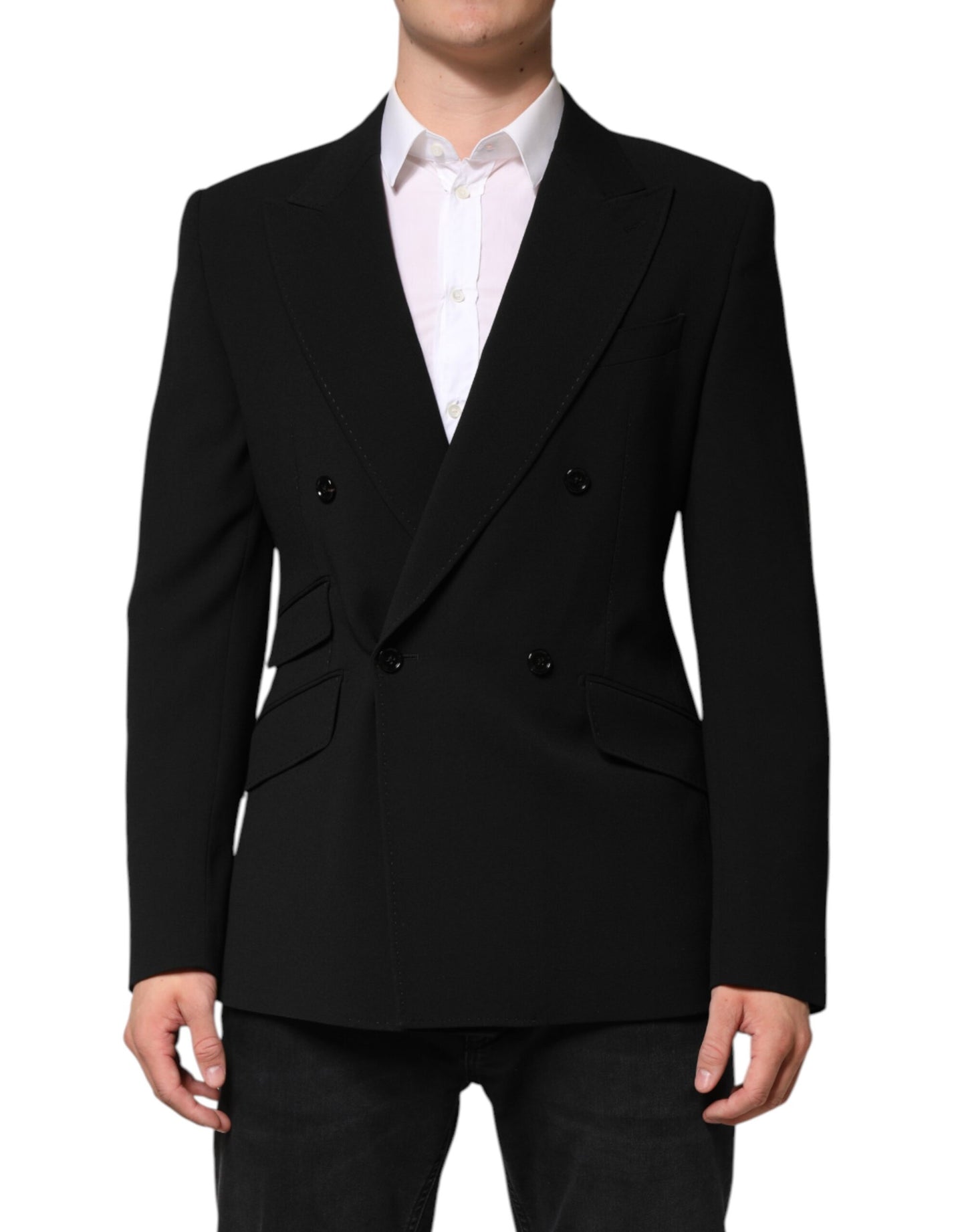 Dolce & Gabbana Schwarzer SICILIA Doppelreihiger Mantel Blazer