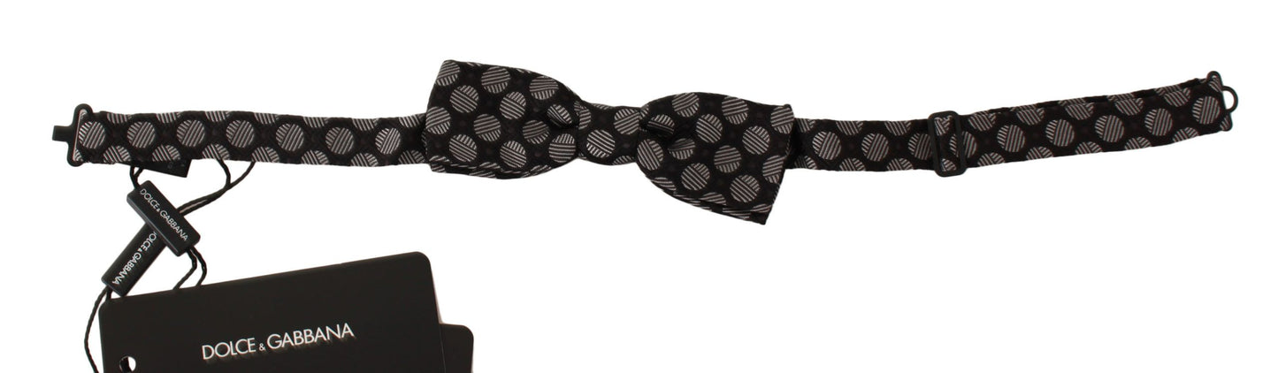 Dolce & Gabbana Braune Seide Polka Dot Jacquard Herren Fliege Papillon