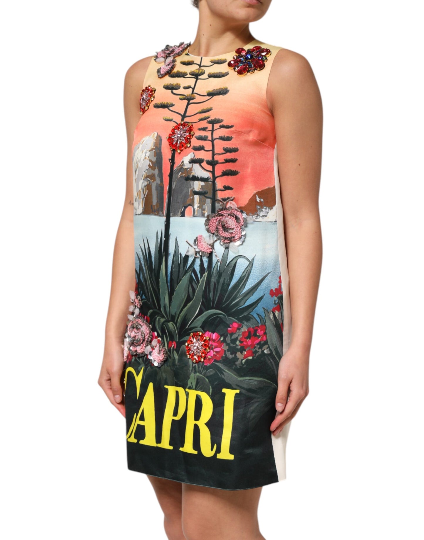 Dolce & Gabbana Multicolor Kristallverziertes A-Linien-Minikleid