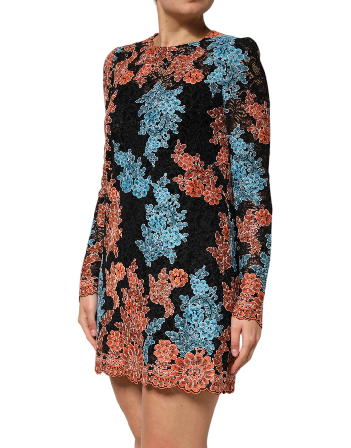 Dolce & Gabbana Multicolor Floral besticktes Shift-Minikleid