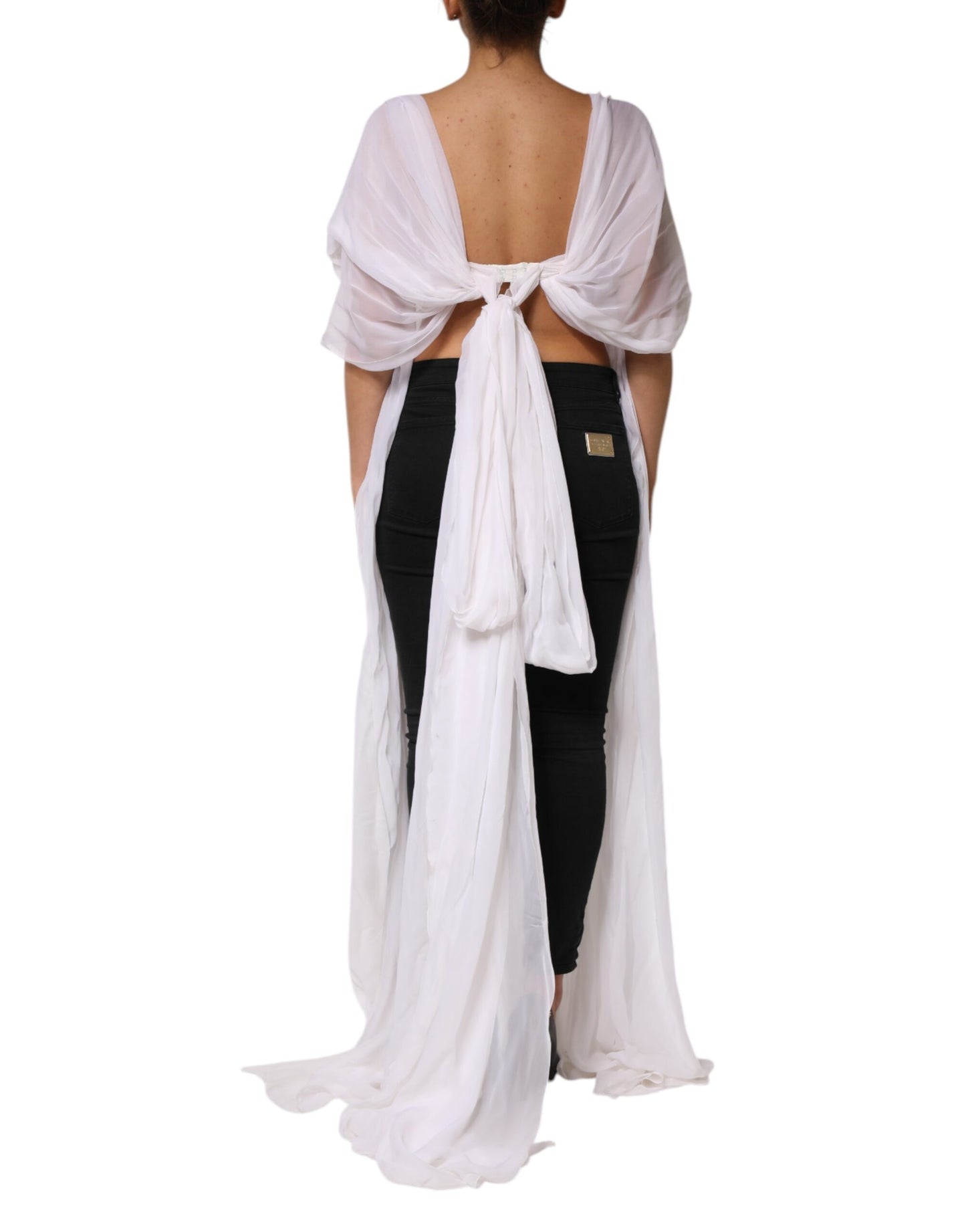 Dolce & Gabbana Weißes Bustier Korsett Geschnittenes Chiffon Top