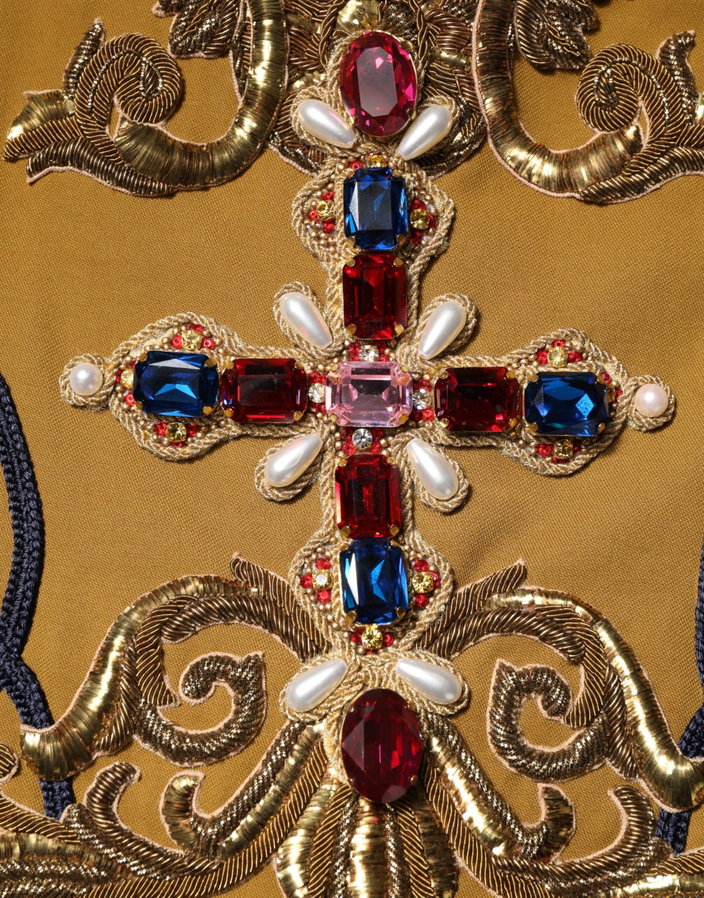 Dolce & Gabbana Gelbe Crystal Cross Runway Weste Jacke Top