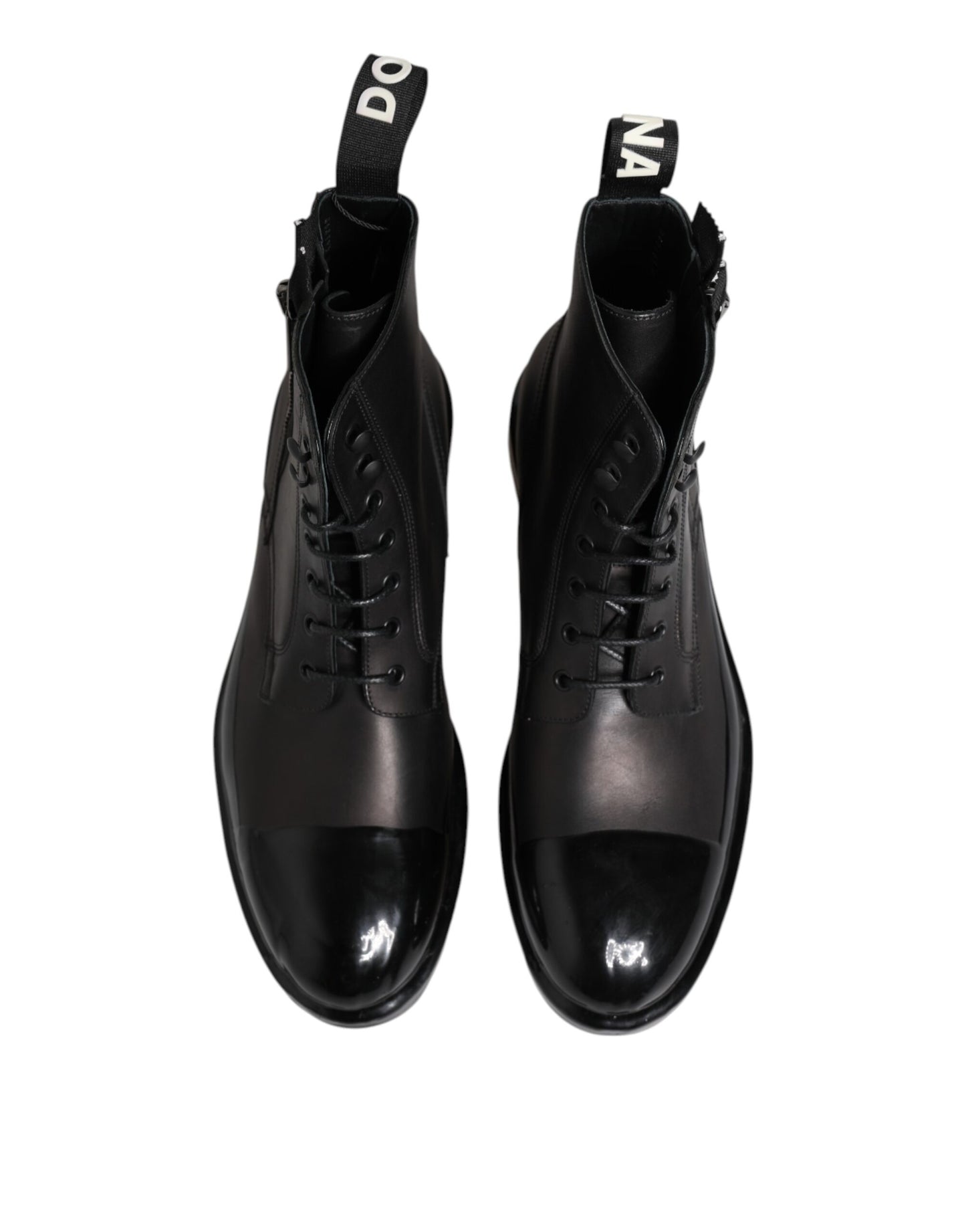 Dolce & Gabbana Braun Schwarz Lace Up Mid Calf Männer Stiefel Schuhe