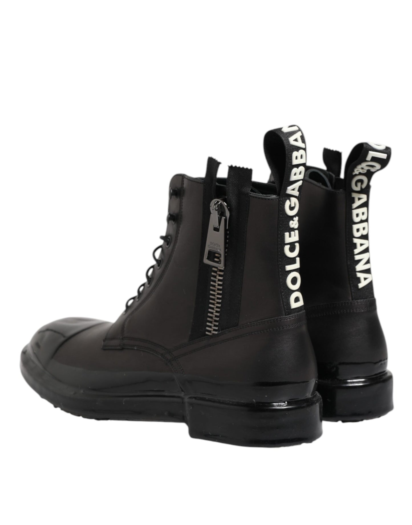 Dolce & Gabbana Braun Schwarz Lace Up Mid Calf Männer Stiefel Schuhe