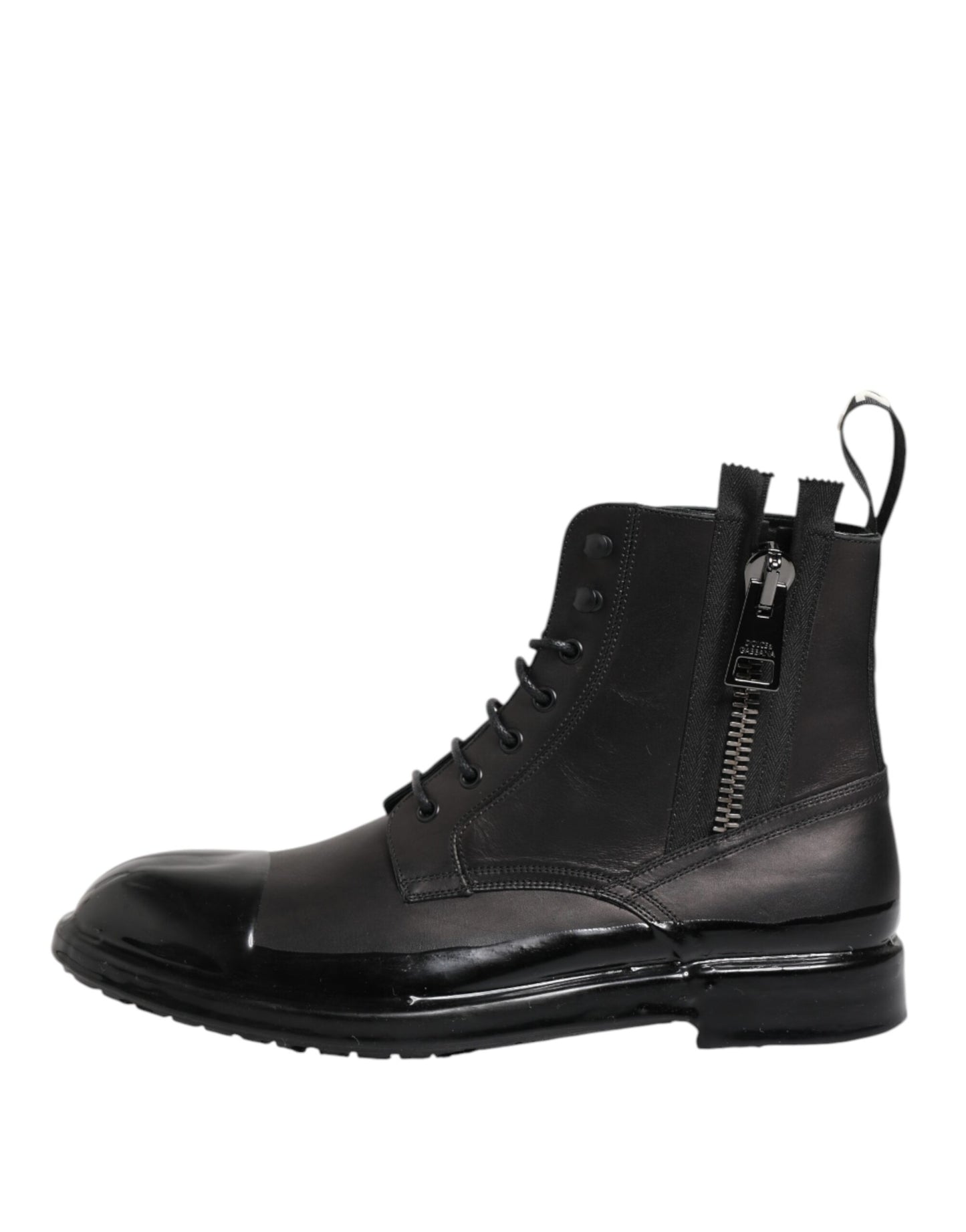 Dolce & Gabbana Braun Schwarz Lace Up Mid Calf Männer Stiefel Schuhe