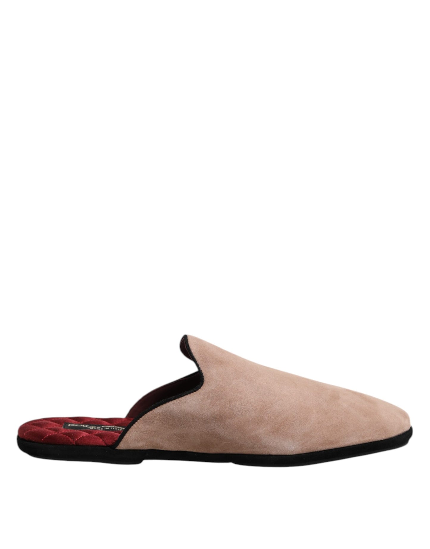 Dolce & Gabbana Beige Wildleder Rutschen Flache Slipper Schuhe