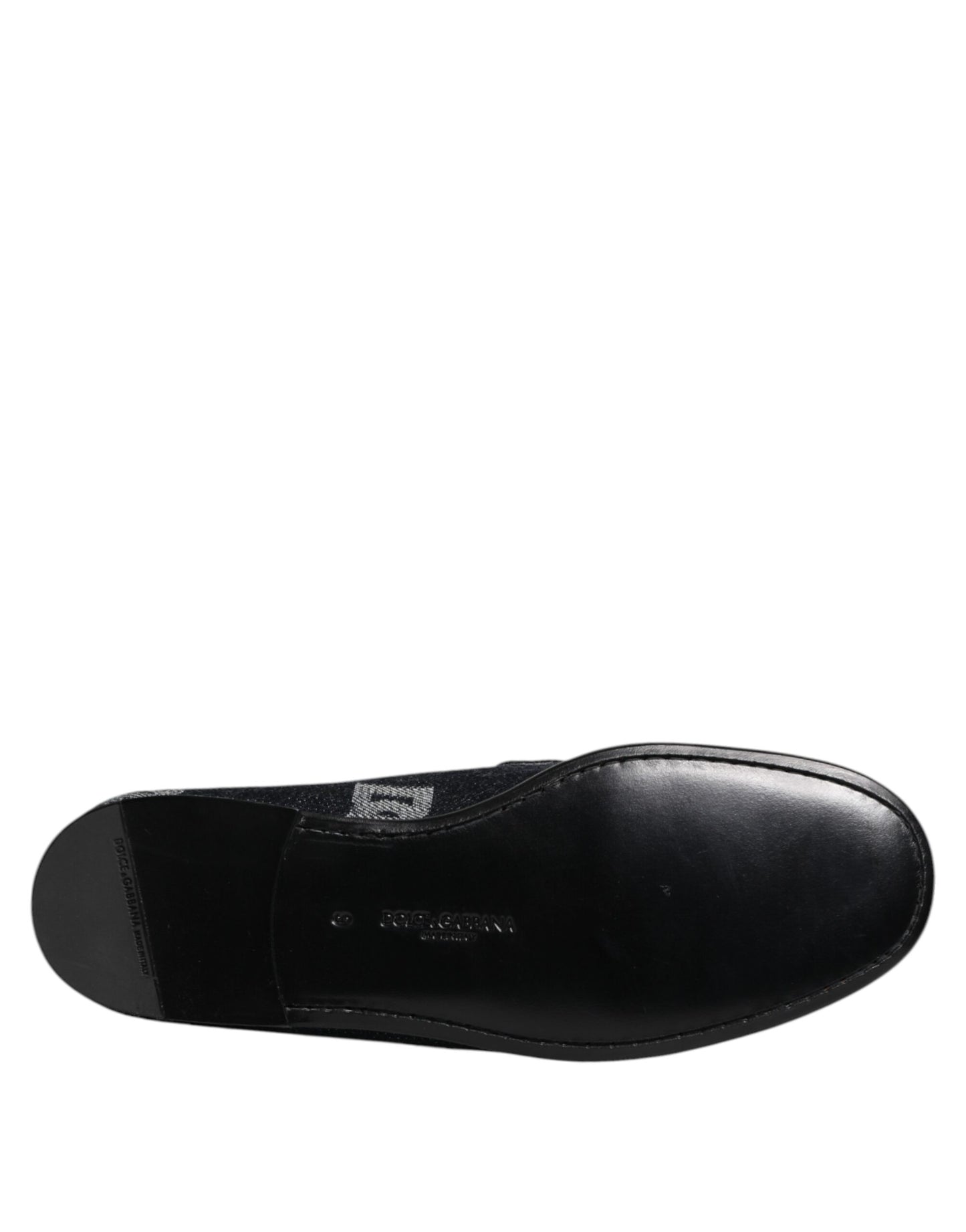 Dolce & Gabbana Blaue Logo-Baumwoll-Loafers Formelle Anzugschuhe