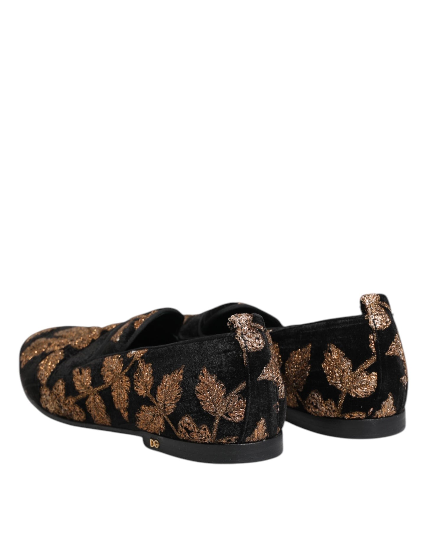 Dolce & Gabbana Schwarz Floral Stickerei Männer Loafers Schuhe