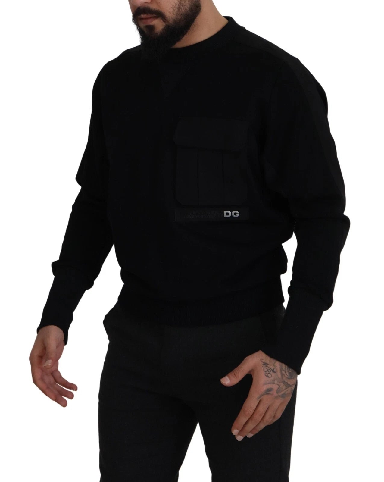 Dolce & Gabbana Schwarzes Baumwoll-Sweatshirt mit Rundhalsausschnitt Pullover