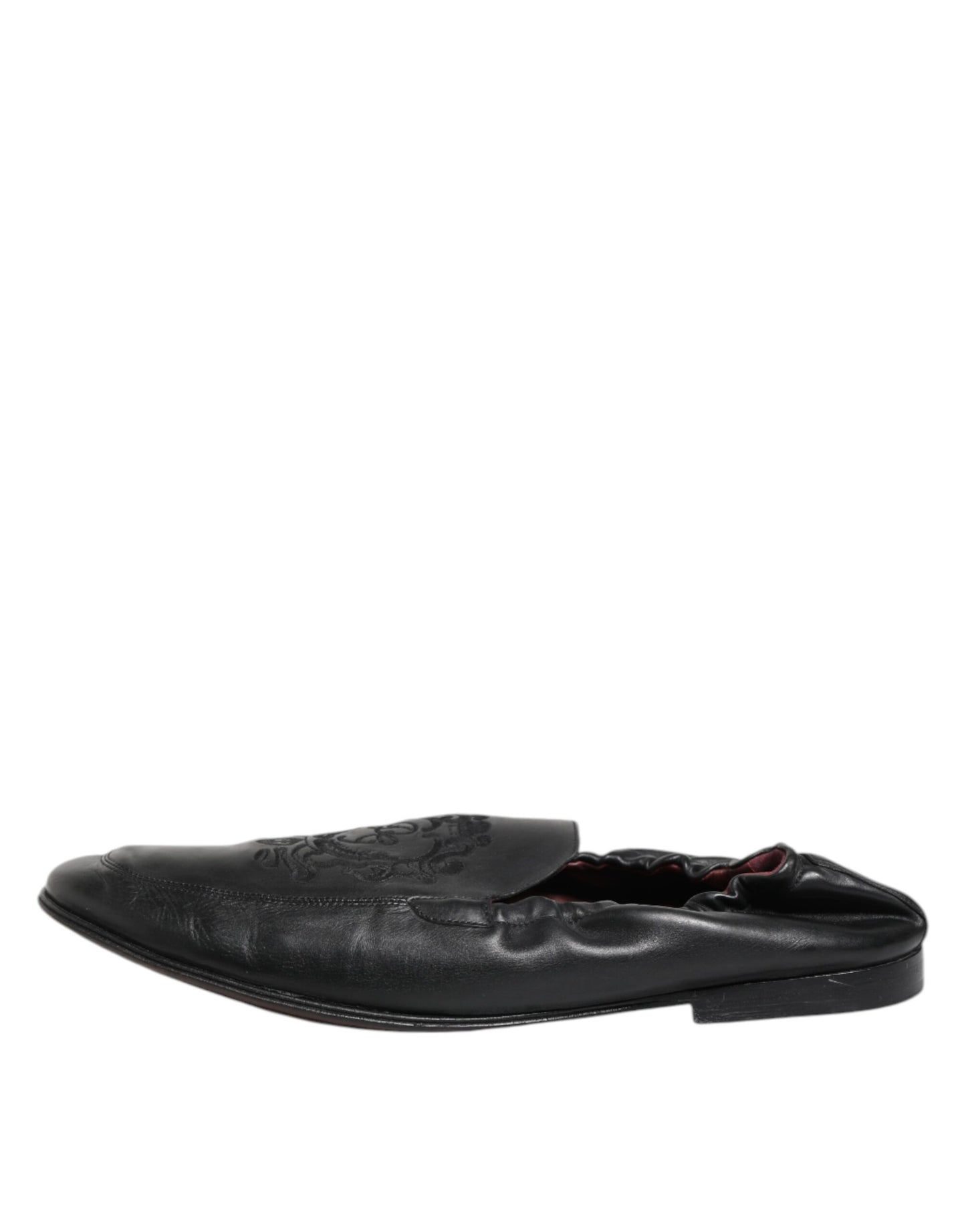 Dolce & Gabbana Schwarzes Leder Slip On Männer flache Loafers Schuhe