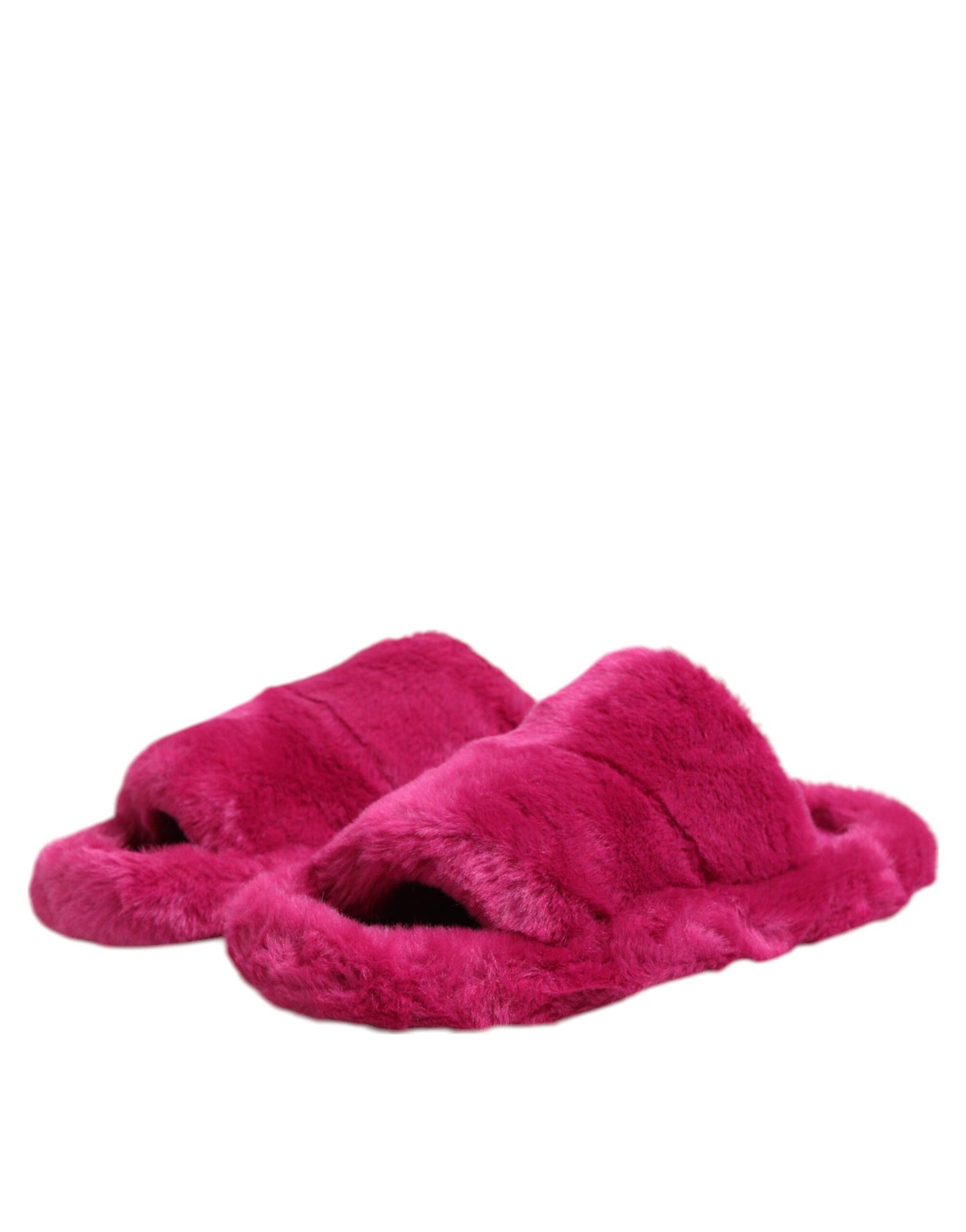 Dolce & Gabbana Rosa Acryl Kunstfell Herren Flats Sandalen Schuhe