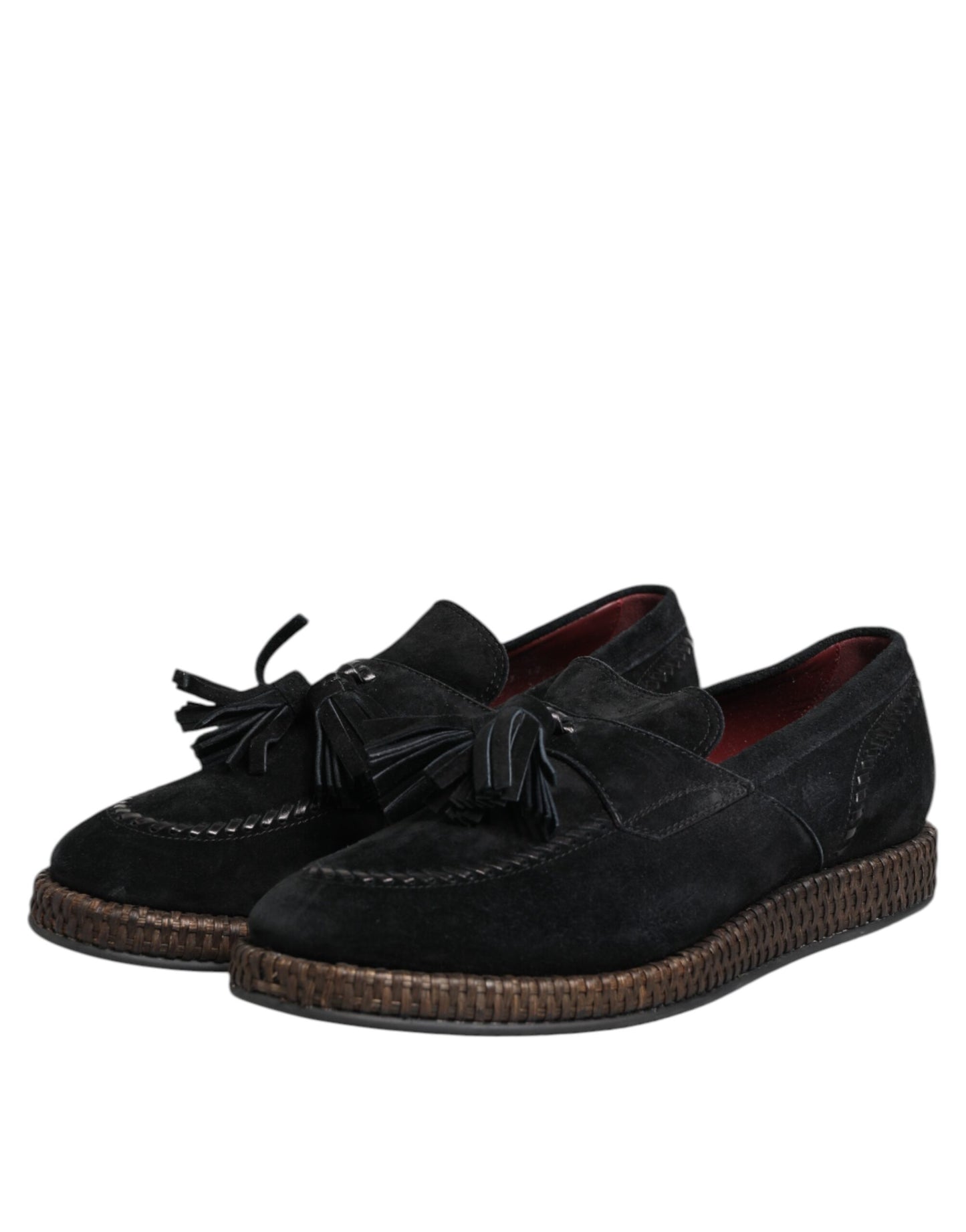 Dolce & Gabbana Schwarz Wildleder Quaste verschönert Loafers Schuhe