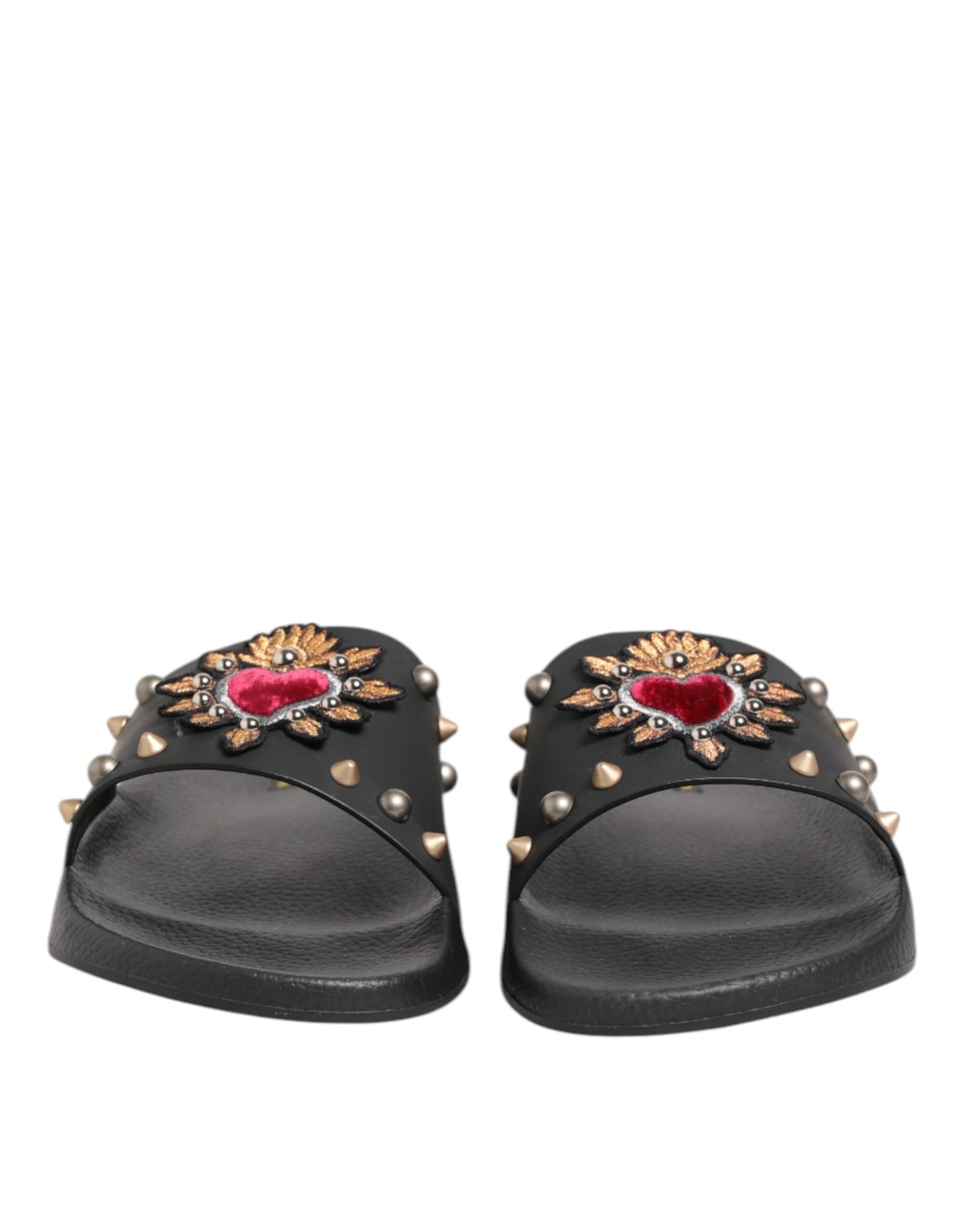 Dolce & Gabbana Schwarzer Gummi Sacred Heart Slides Männer Beachwear Schuhe
