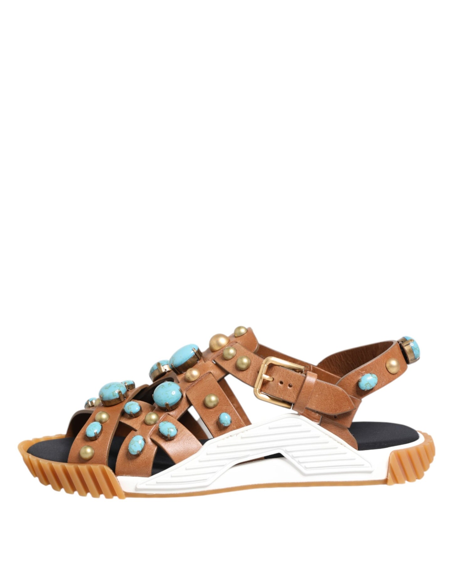 Dolce & Gabbana Braunes Leder Nietenschuhe Sandalen Schuhe