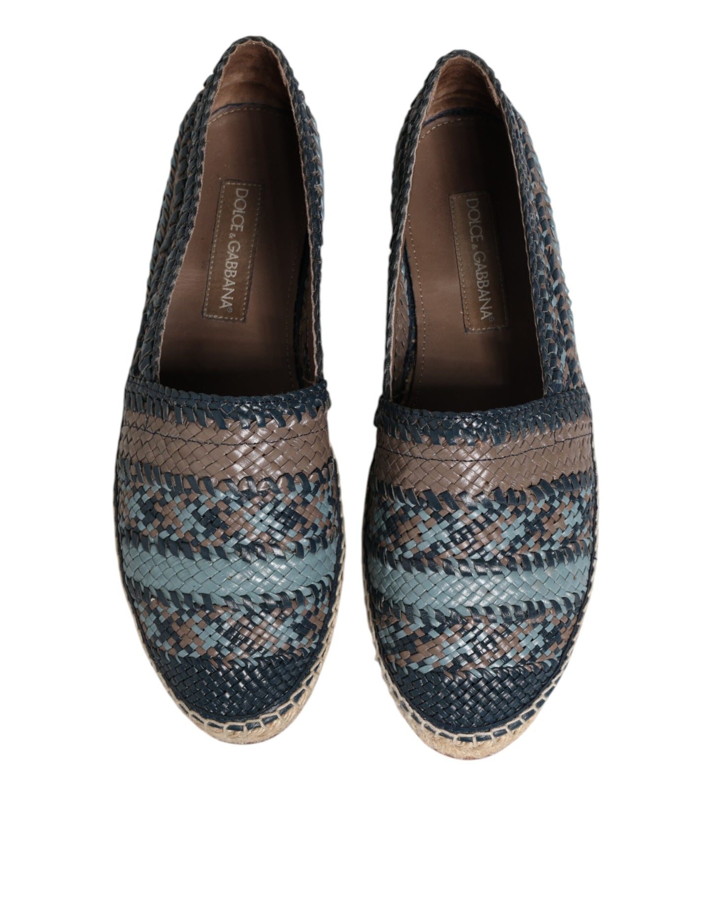Dolce & Gabbana Blaugraue gewebte Leder Espadrille-Schuhe von Buffalo