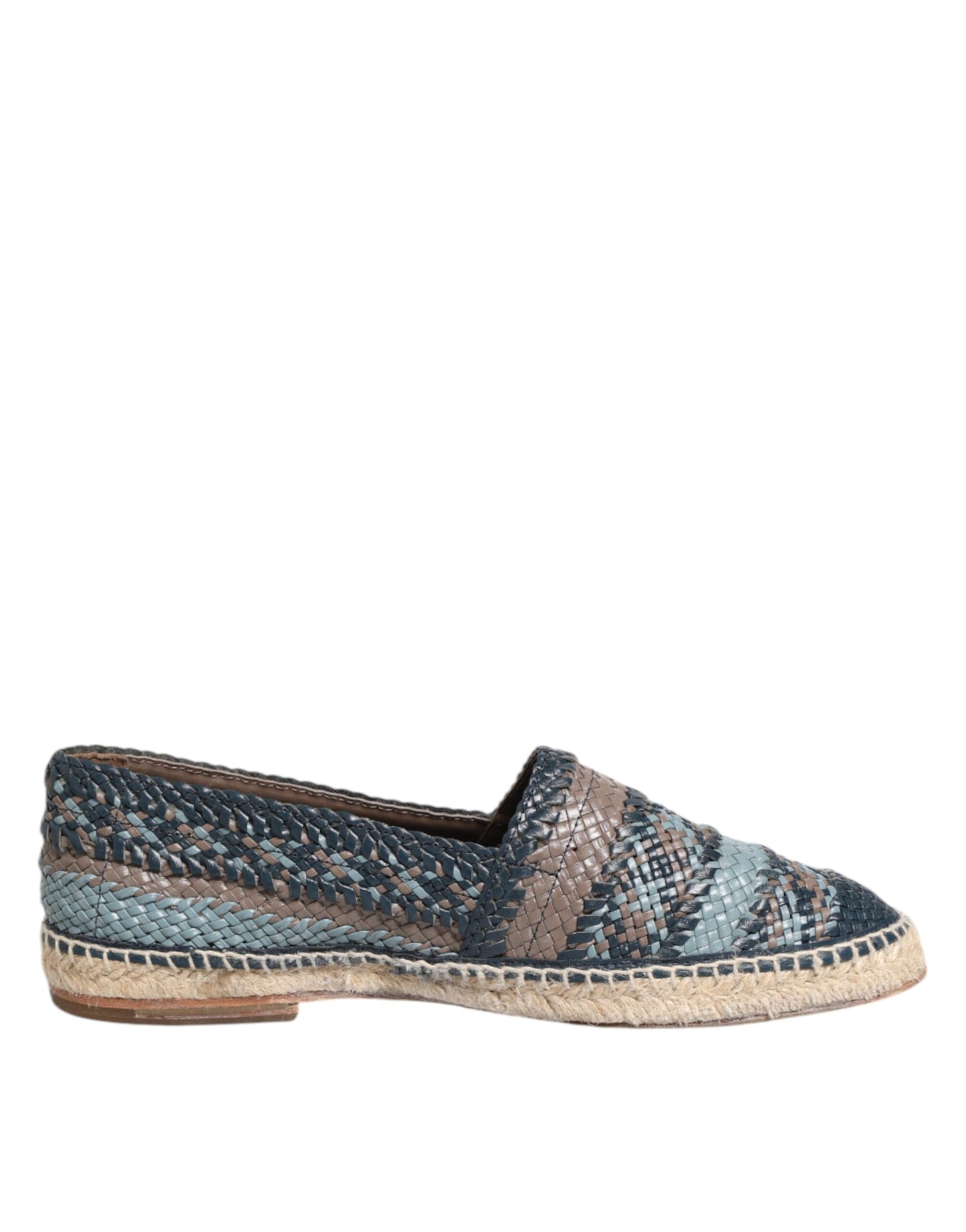 Dolce & Gabbana Blaugraue gewebte Leder Espadrille-Schuhe von Buffalo