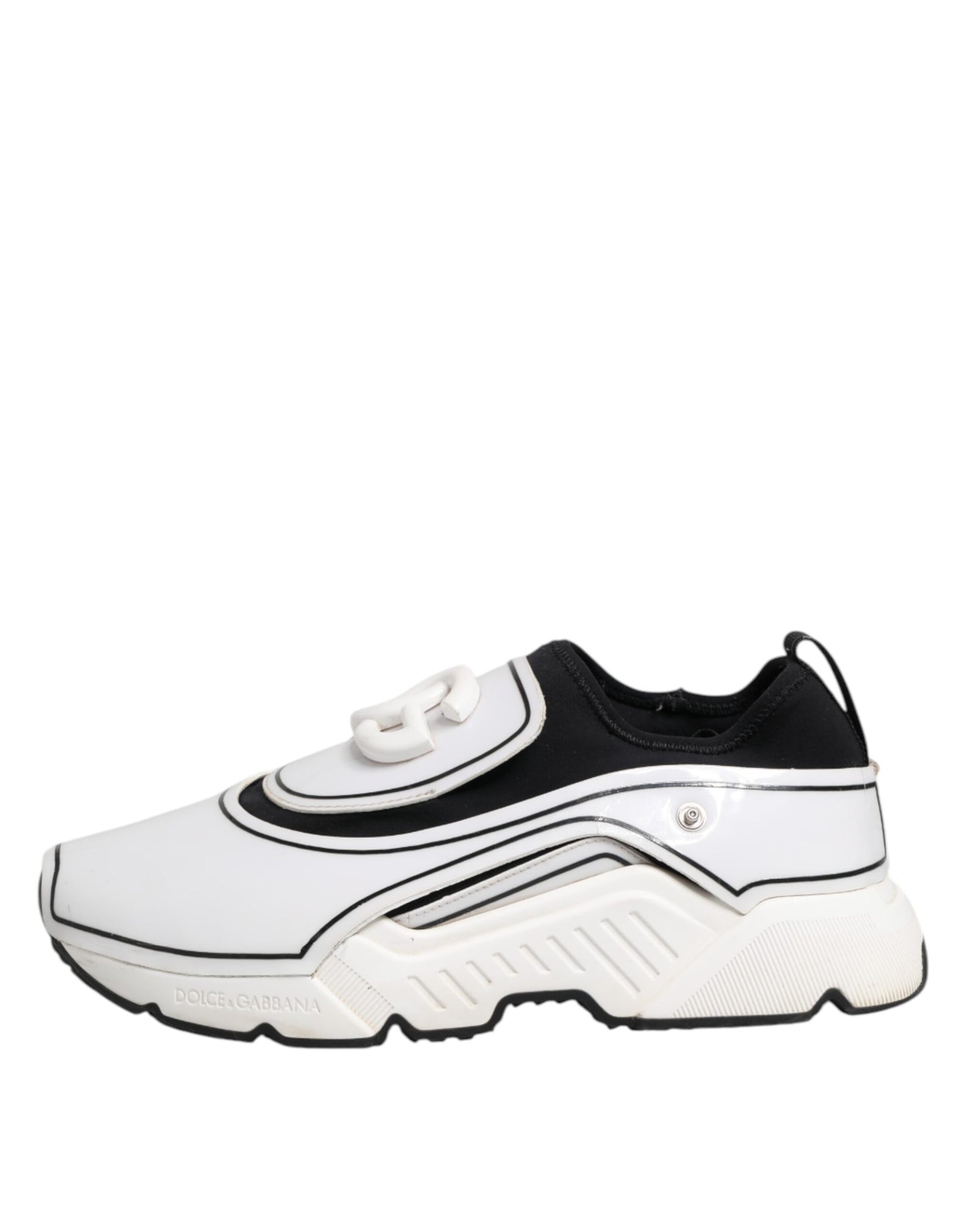 Dolce & Gabbana Weiß Schwarz Logo Plaque Daymaster Männer Turnschuhe Schuhe