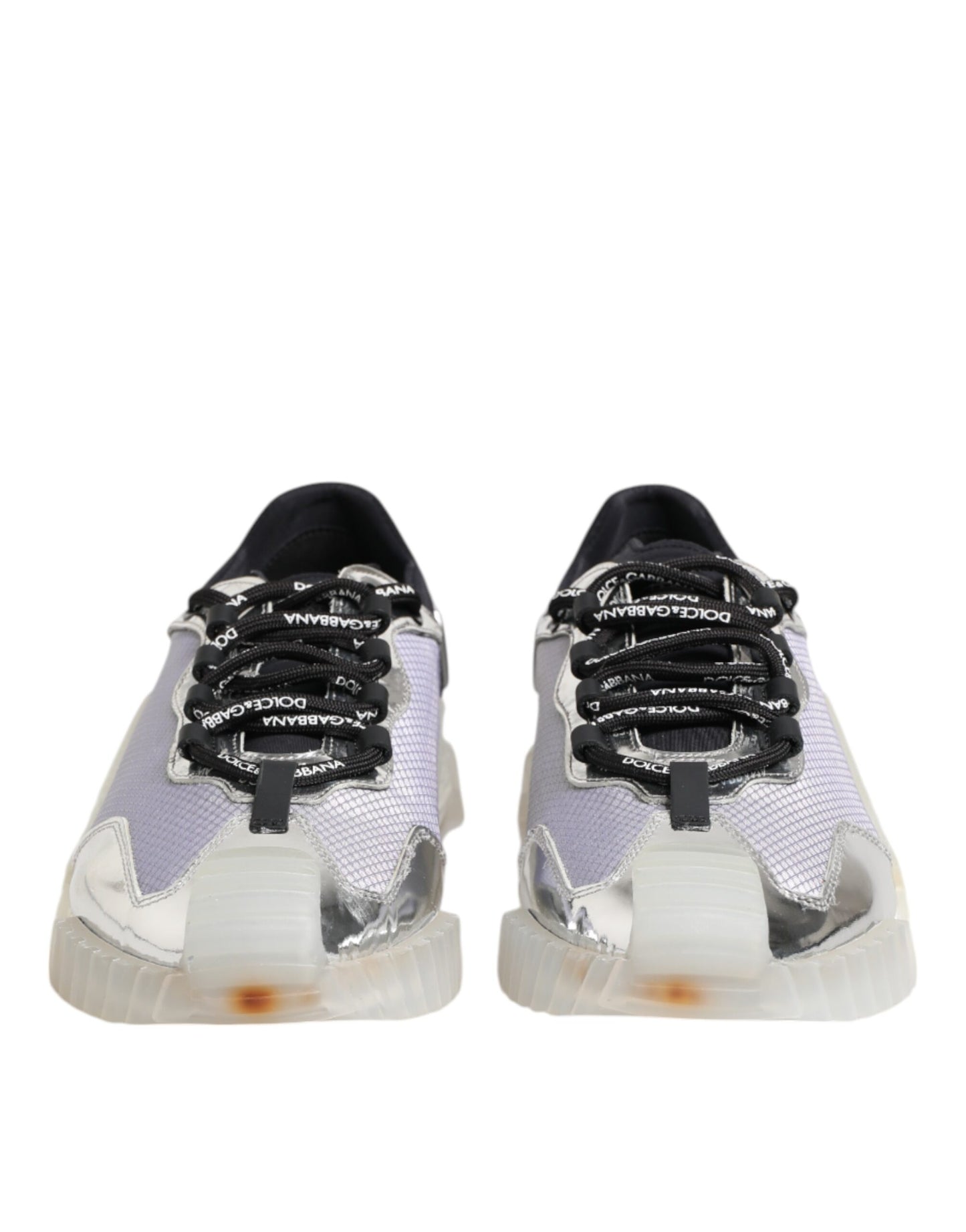 Dolce & Gabbana Silber Schwarz Nylon NS1 Low Top Turnschuhe Schuhe