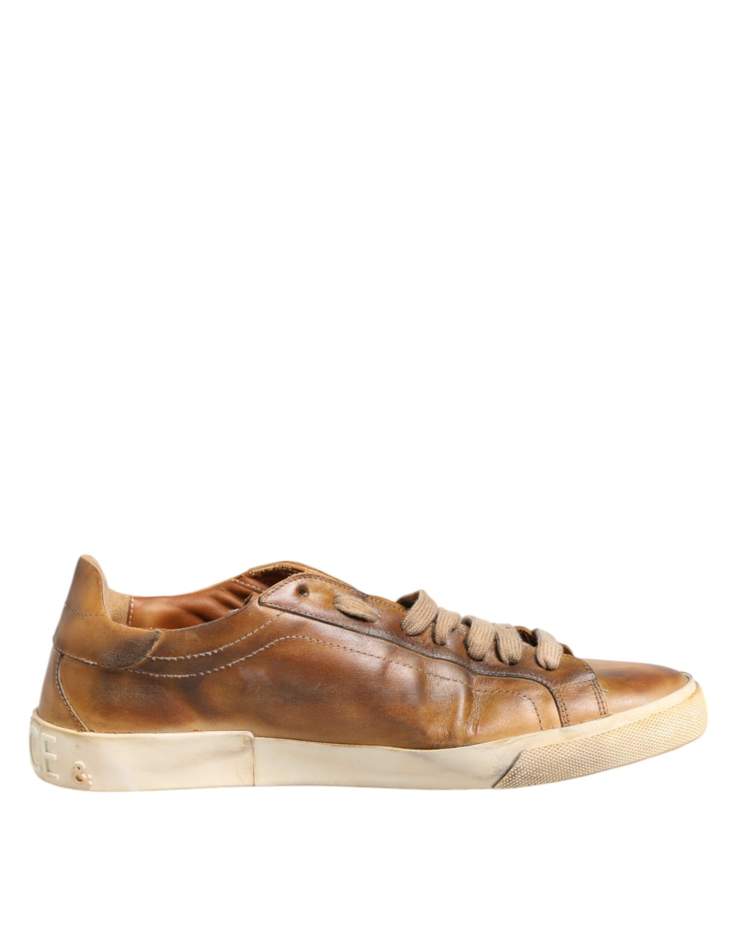 Dolce & Gabbana Braun Leder Low Top Männer Turnschuhe Schuhe