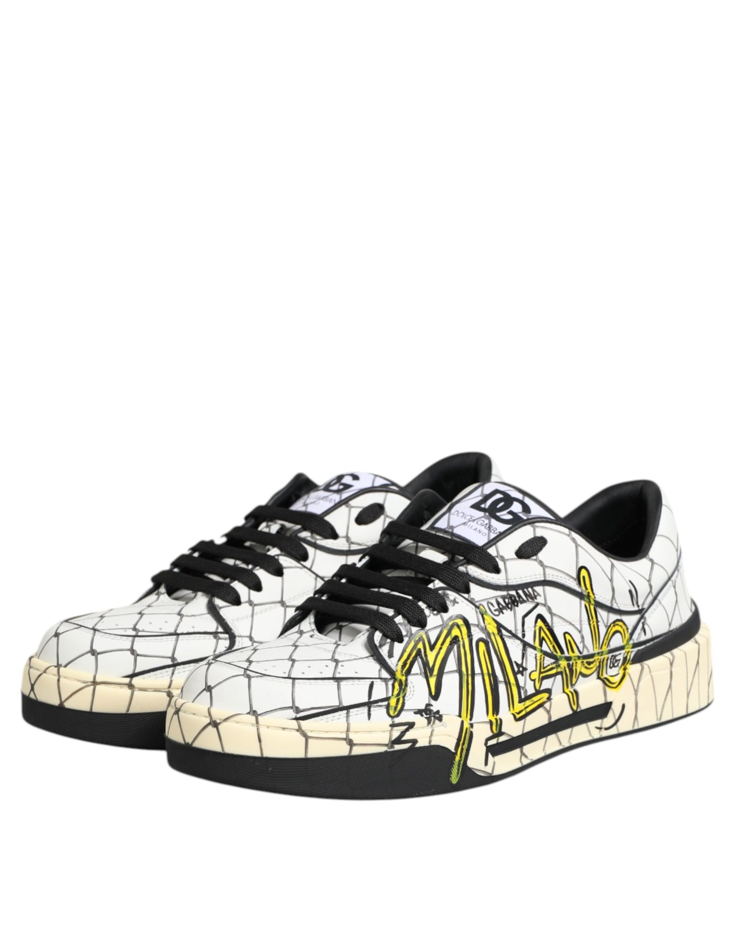 Dolce & Gabbana Weiß Logo Print Low Top Männer Turnschuhe Schuhe