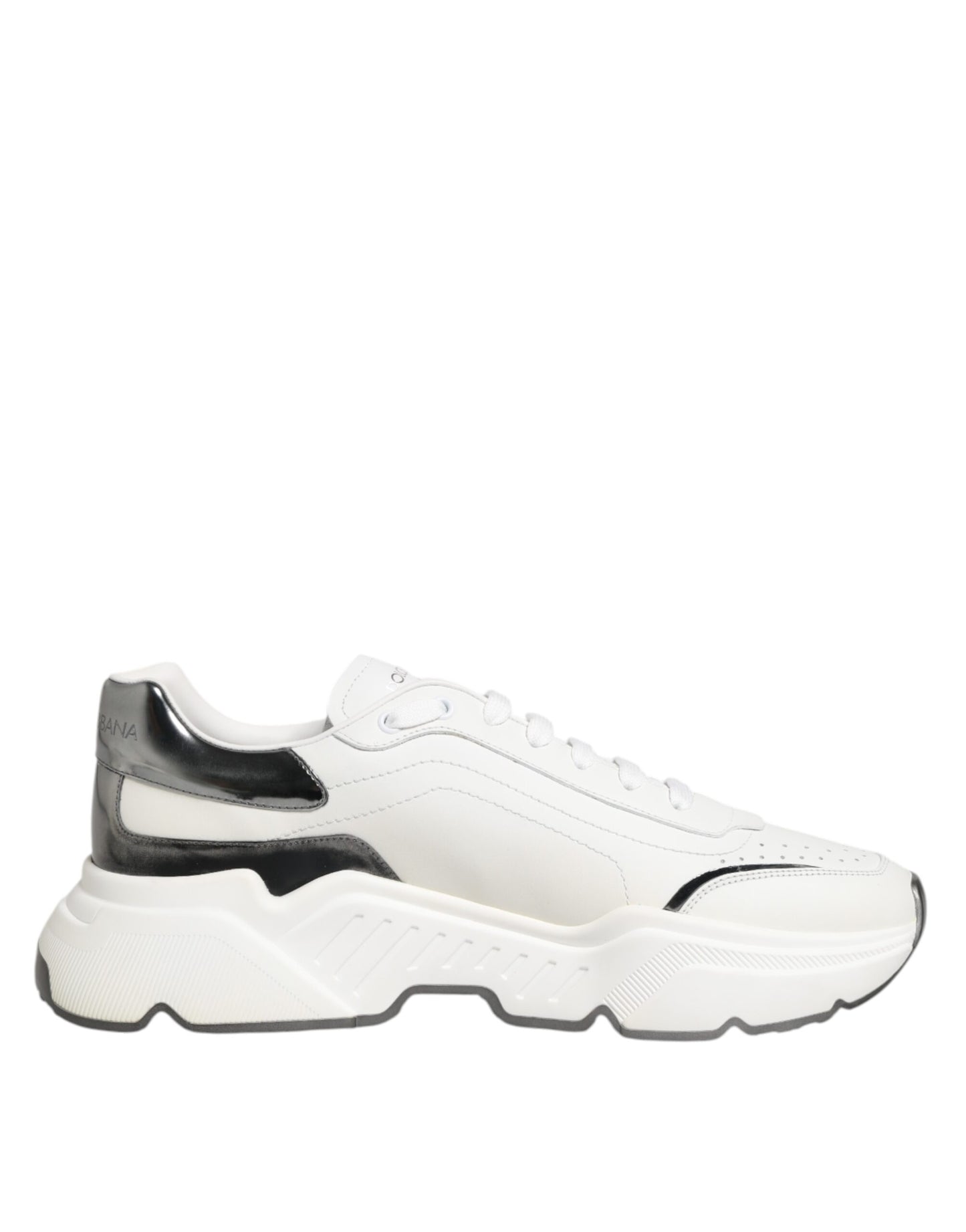 Dolce & Gabbana Weiß Silber DAYMASTER Leder Turnschuhe Schuhe