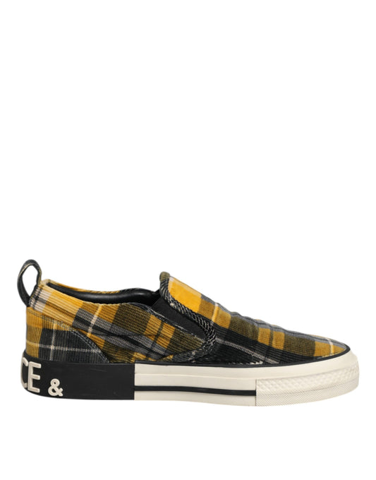 Dolce & Gabbana Multicolor Portofino Tartan Check Sneakers Schuhe