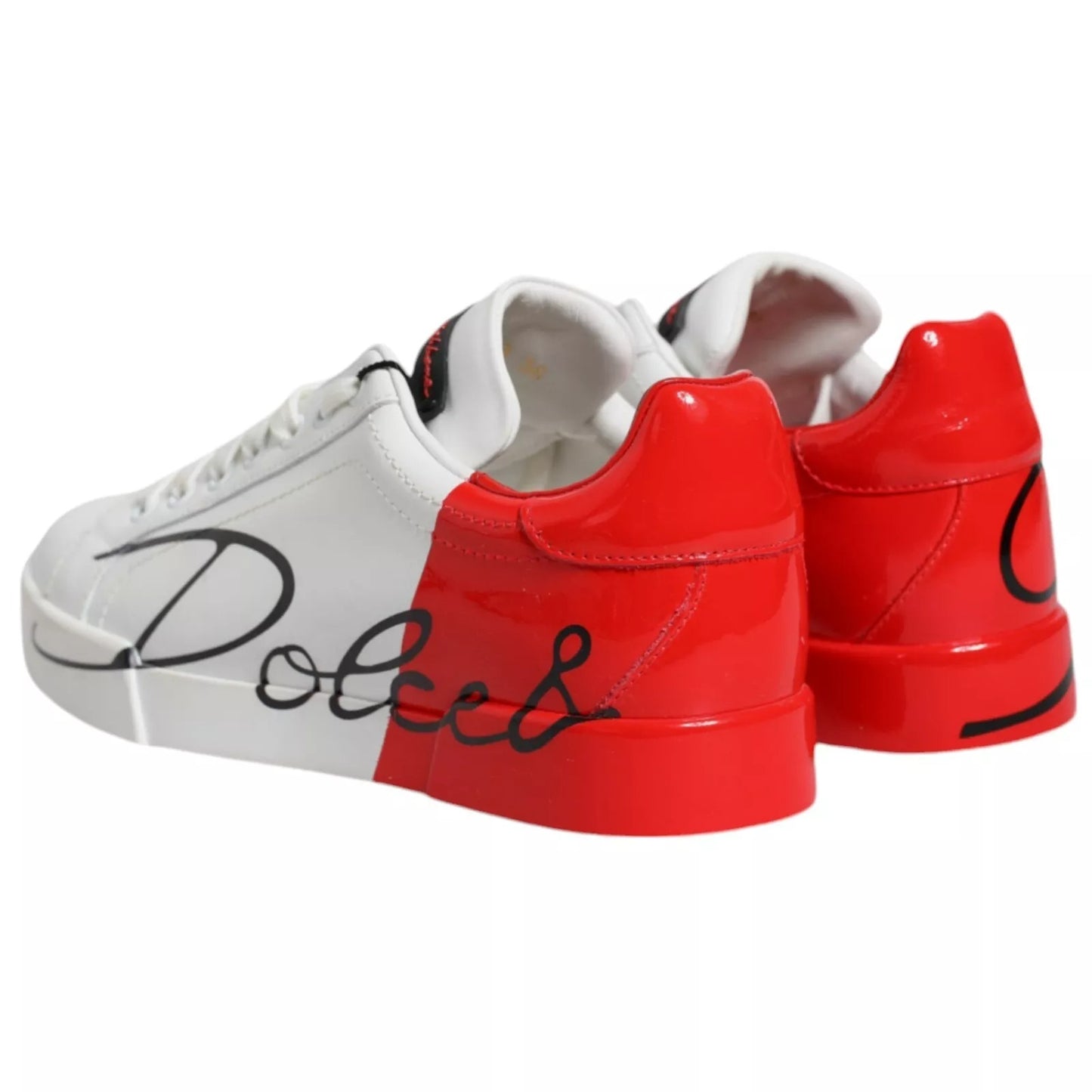 Dolce & Gabbana Weiß Rot Portofino Low Top Turnschuhe Schuhe
