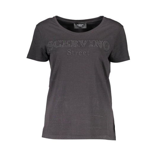 Scervino Street Schwarzes Baumwoll-T-Shirt für Frauen