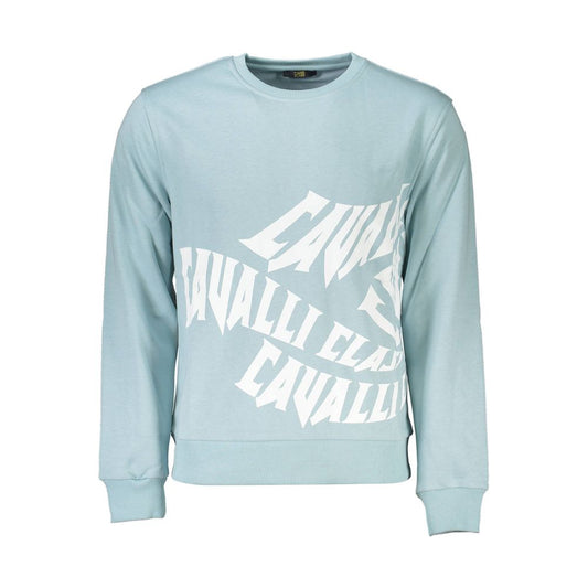 Cavalli Class Blauer Baumwollpullover für Männer