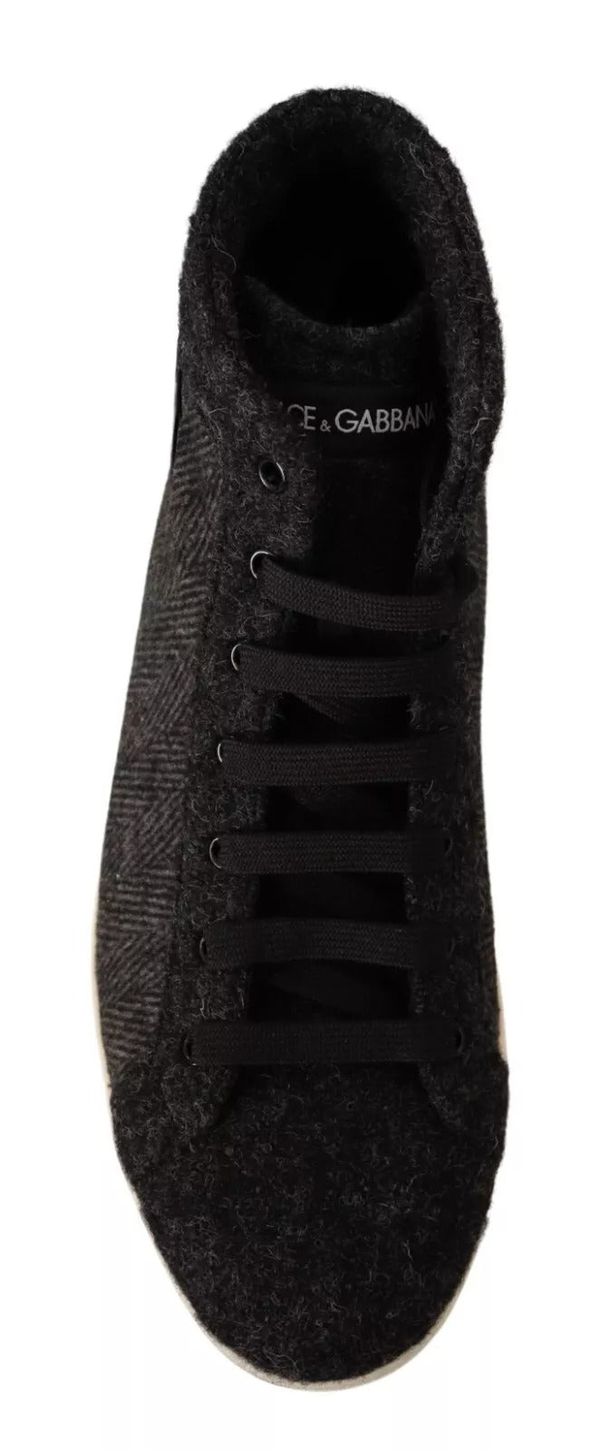 Dolce & Gabbana Graue Wolle Baumwolle Casual High Top Sneakers