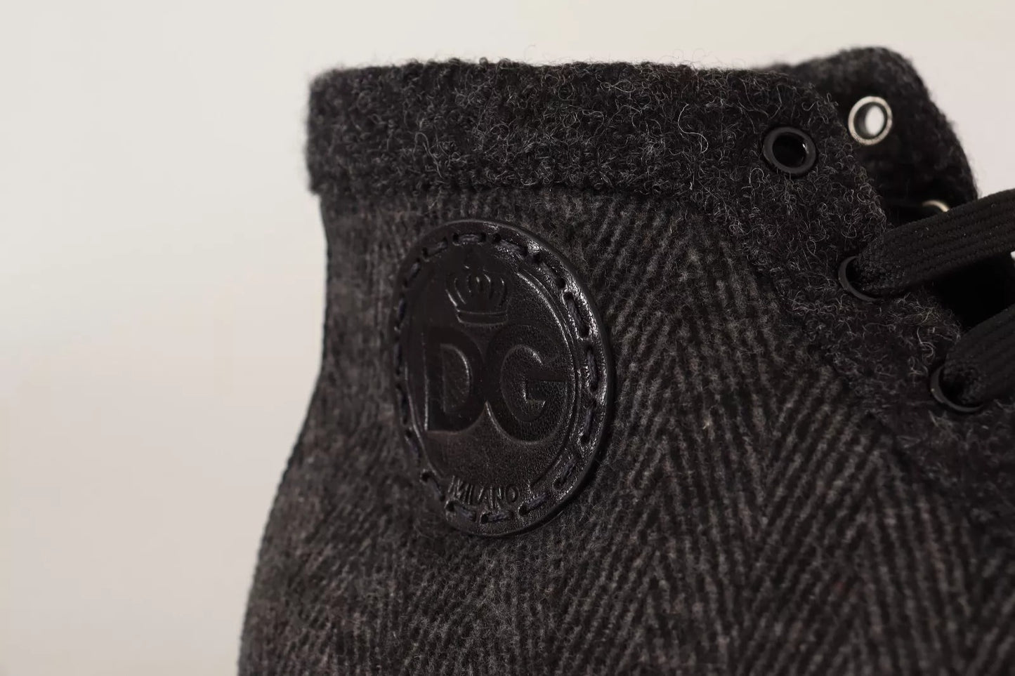 Dolce & Gabbana Graue Wolle Baumwolle Casual High Top Sneakers