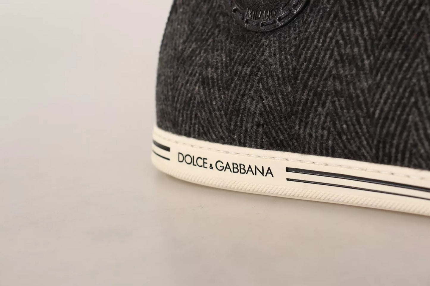 Dolce & Gabbana Graue Wolle Baumwolle Casual High Top Sneakers