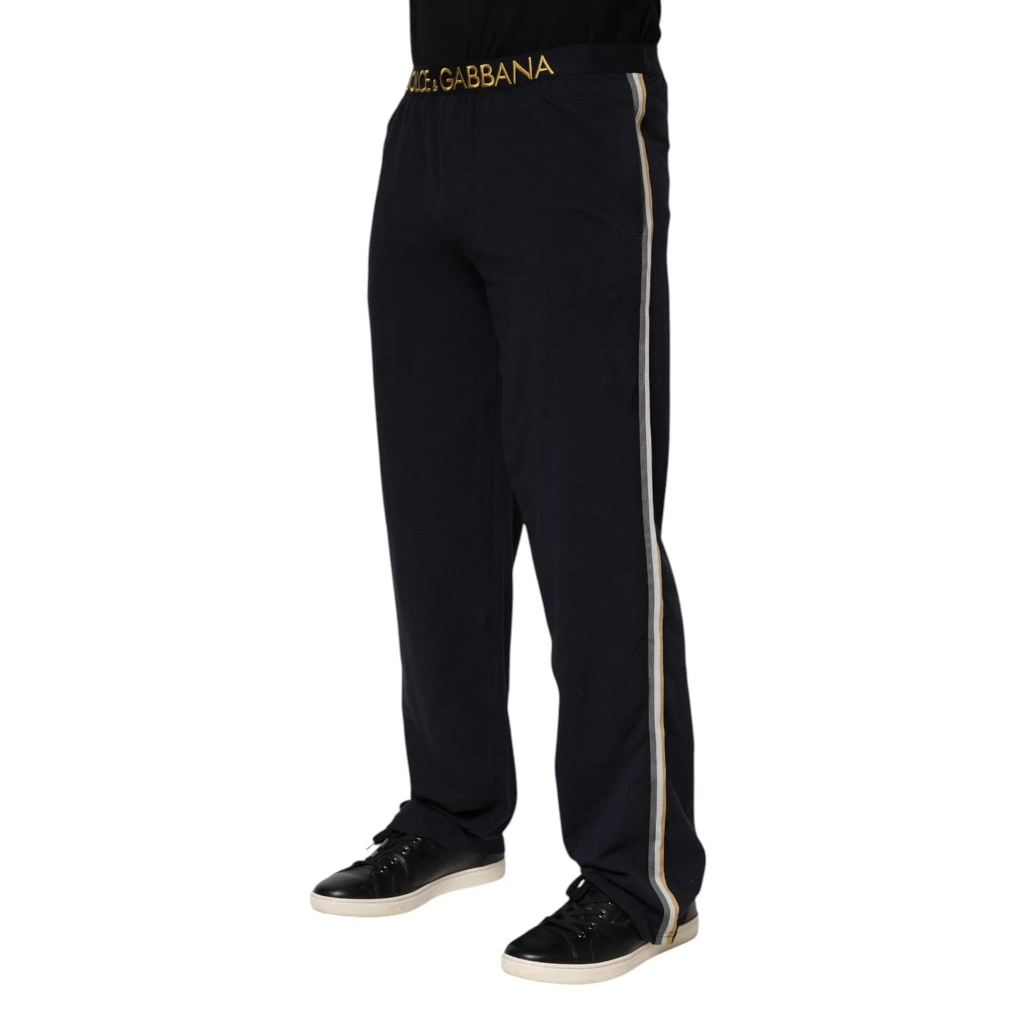 Dolce & Gabbana Schwarze Modal-Elasthan-Hose mit Logo