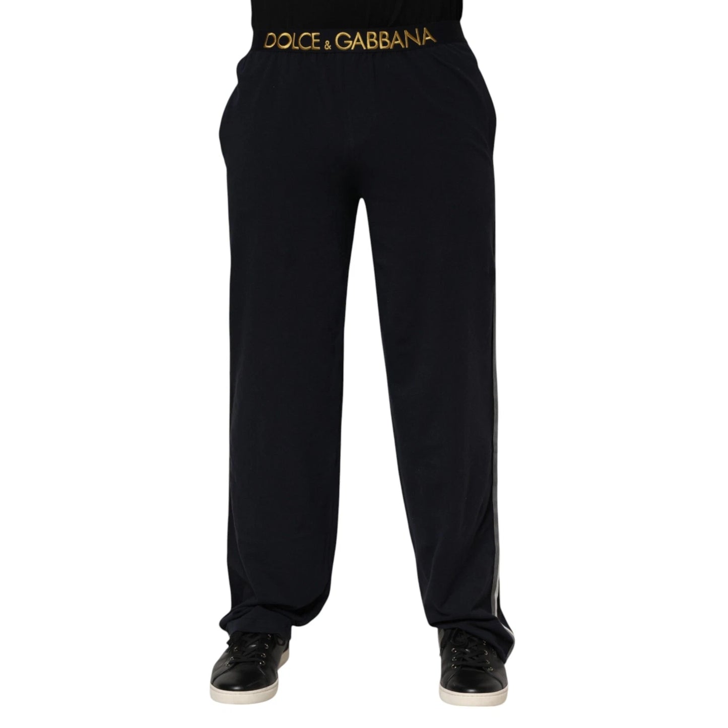 Dolce & Gabbana Schwarze Modal-Elasthan-Hose mit Logo