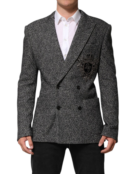 Dolce & Gabbana Schwarz Weiß Zweireiher Männer Anzug Blazer