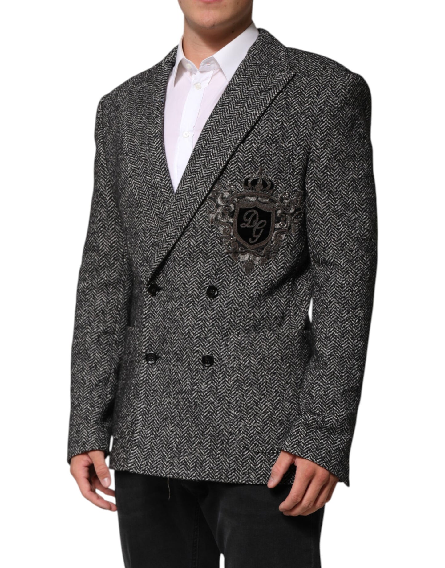Dolce & Gabbana Schwarz Weiß Zweireiher Männer Anzug Blazer