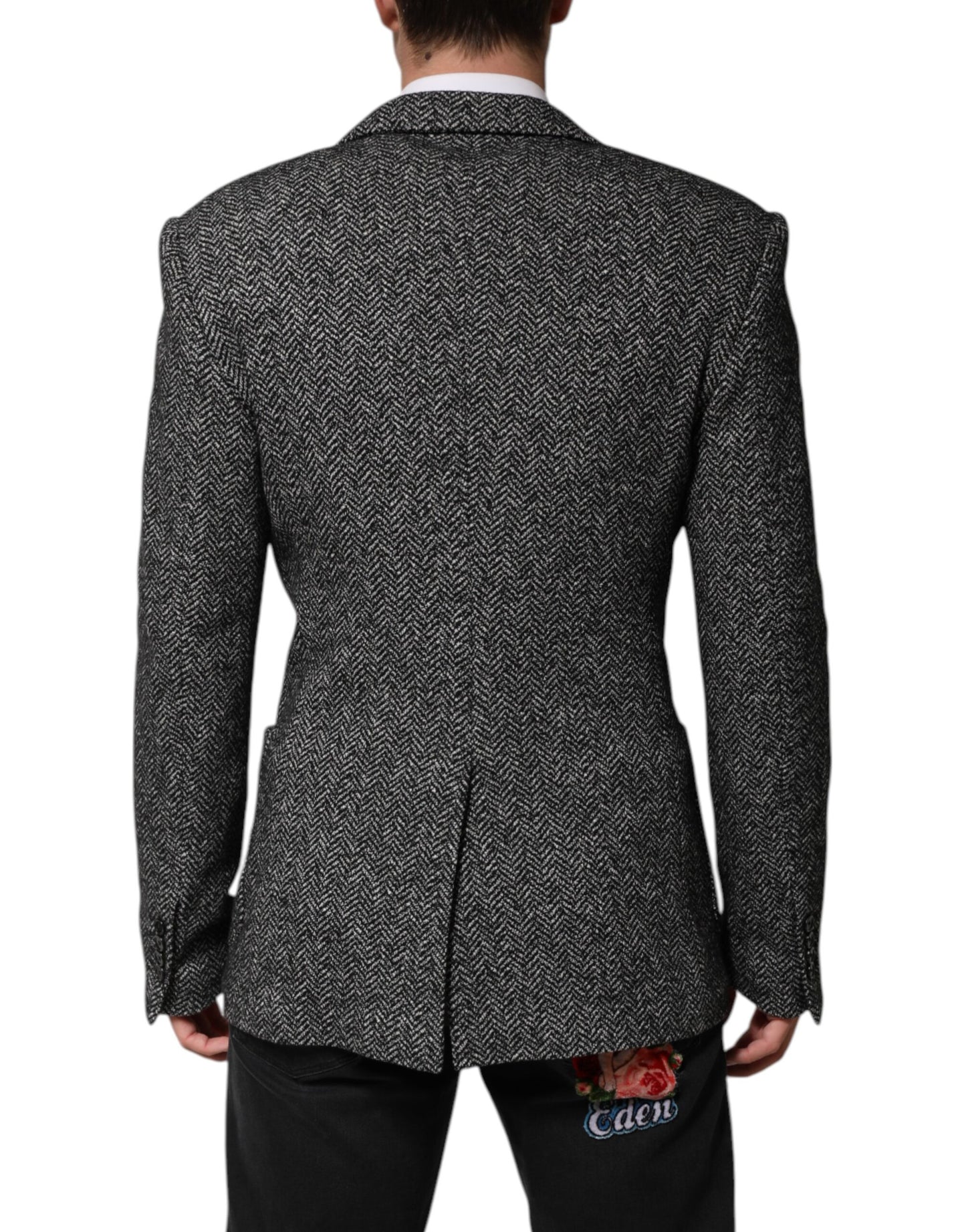 Dolce & Gabbana Schwarz Weiß Zweireiher Männer Anzug Blazer