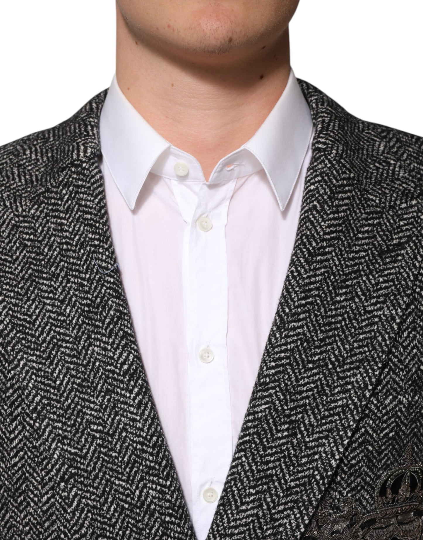 Dolce & Gabbana Schwarz Weiß Zweireiher Männer Anzug Blazer
