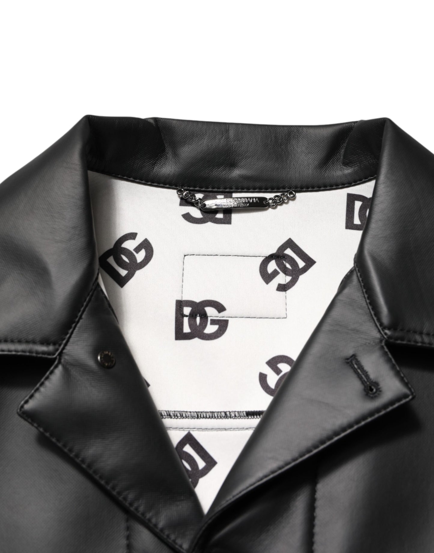 Dolce & Gabbana Schwarze Bikerjacke aus Polyester mit Knopfverschluss