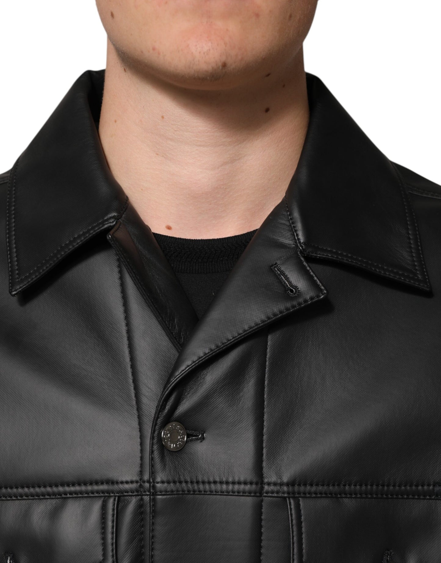 Dolce & Gabbana Schwarze Bikerjacke aus Polyester mit Knopfverschluss