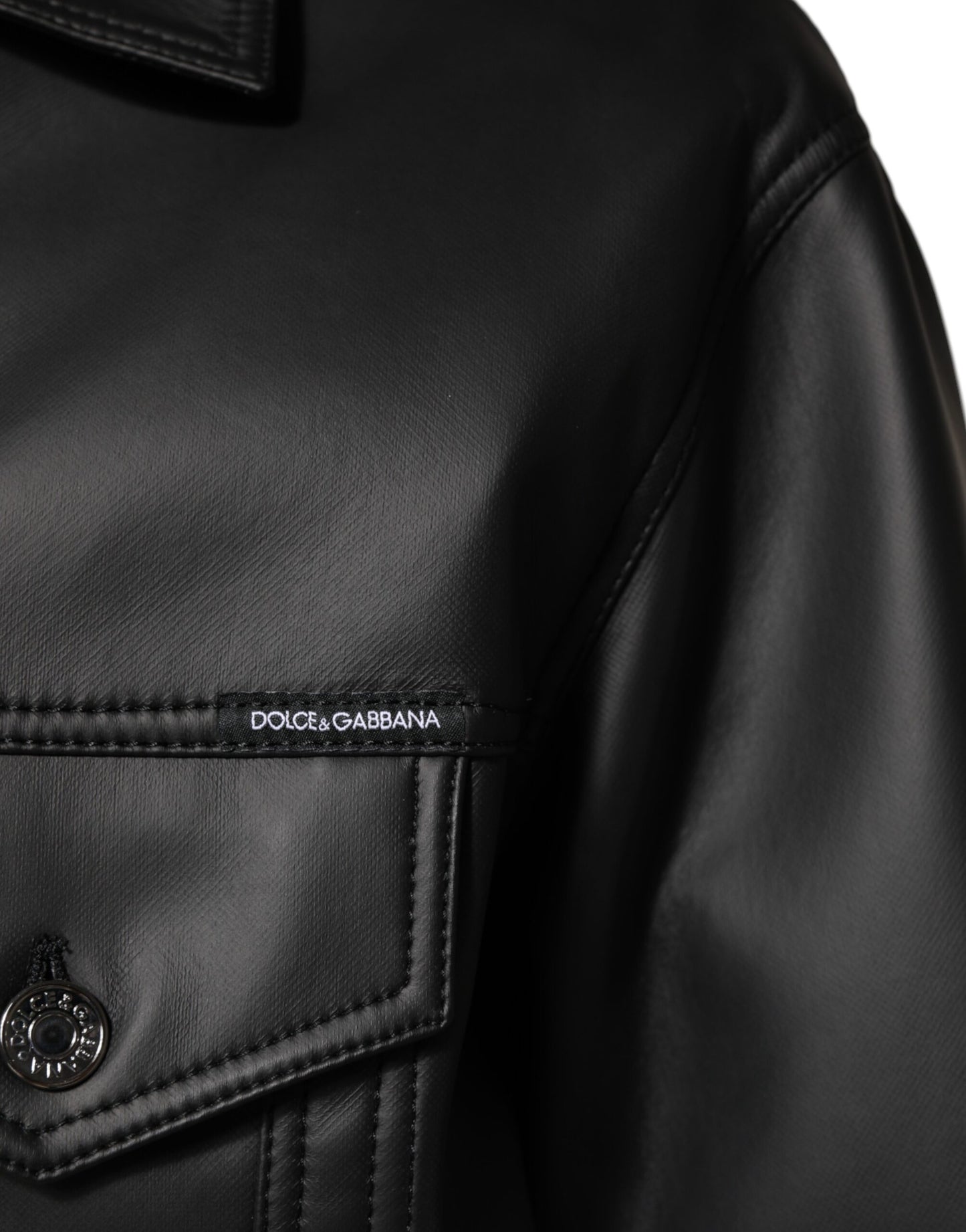 Dolce & Gabbana Schwarze Bikerjacke aus Polyester mit Knopfverschluss