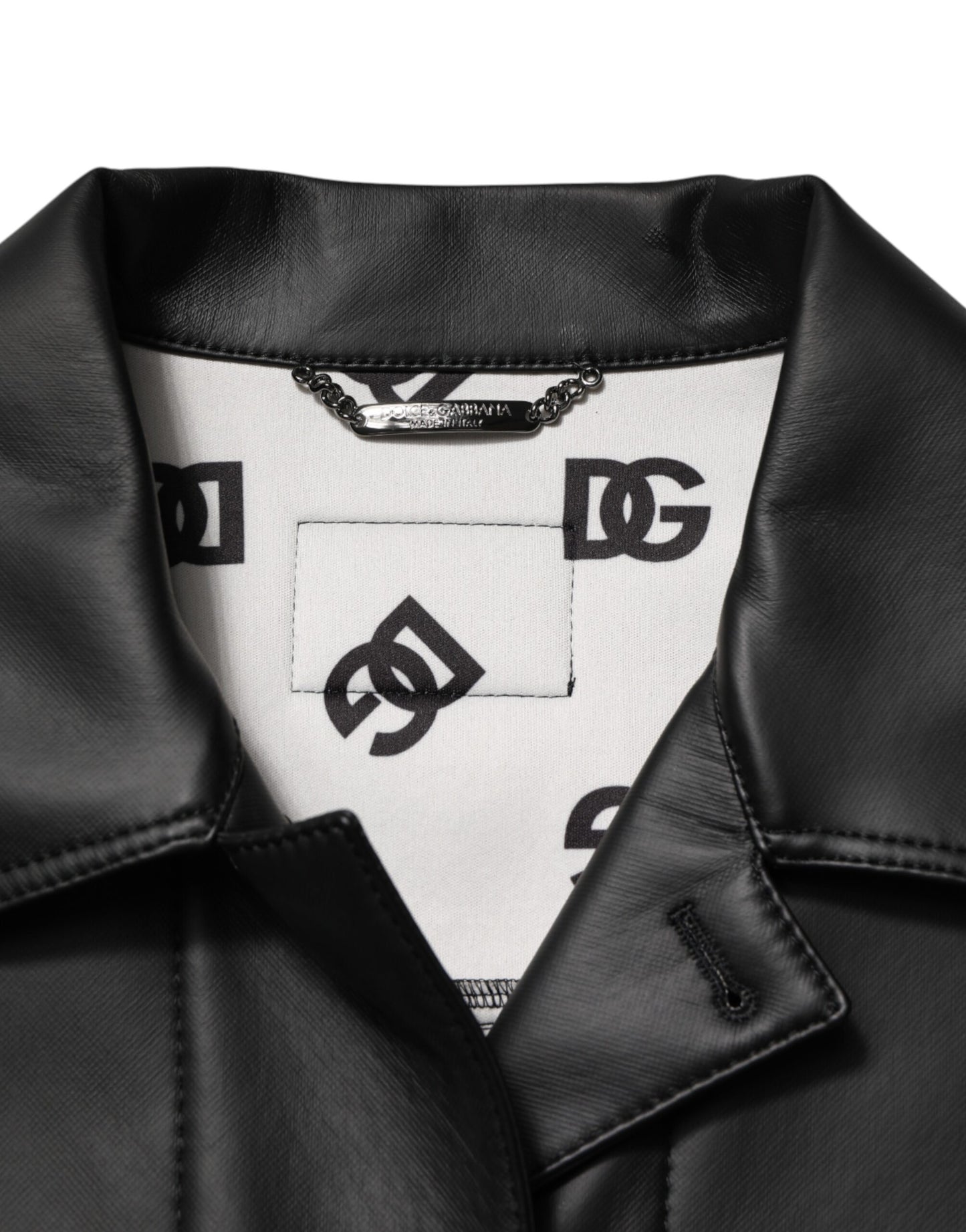 Dolce & Gabbana Schwarze Bikerjacke aus Polyester mit Knopfverschluss