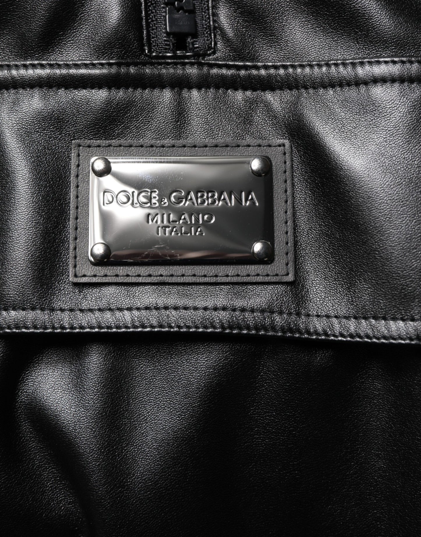 Dolce & Gabbana Schwarze Polyester-Logo-Plakette Bomberjacke