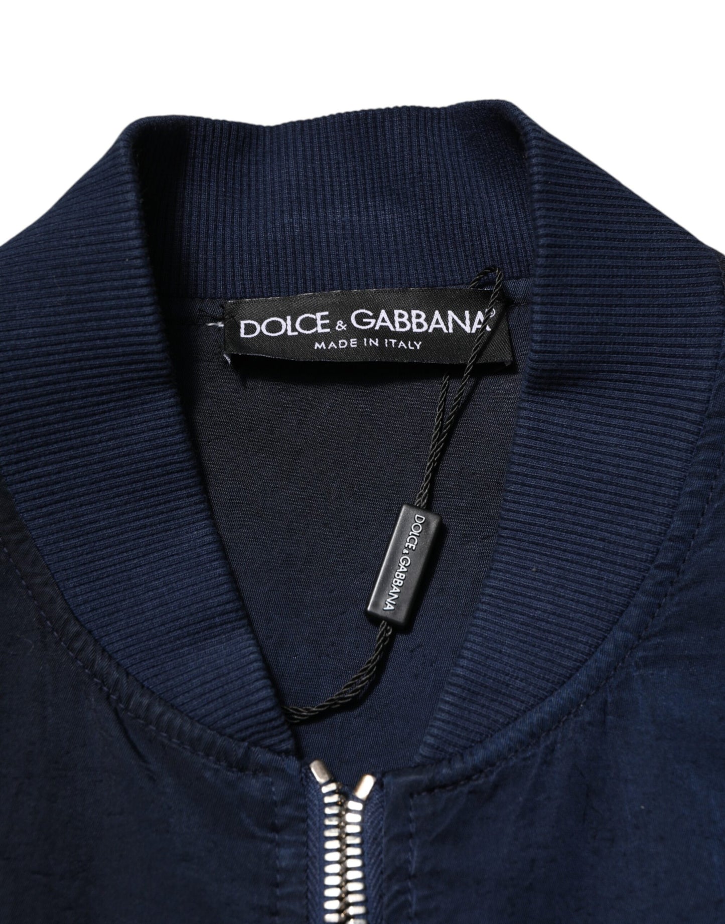 Dolce & Gabbana Blaue Nylon DG Stickerei Männer Bomberjacke
