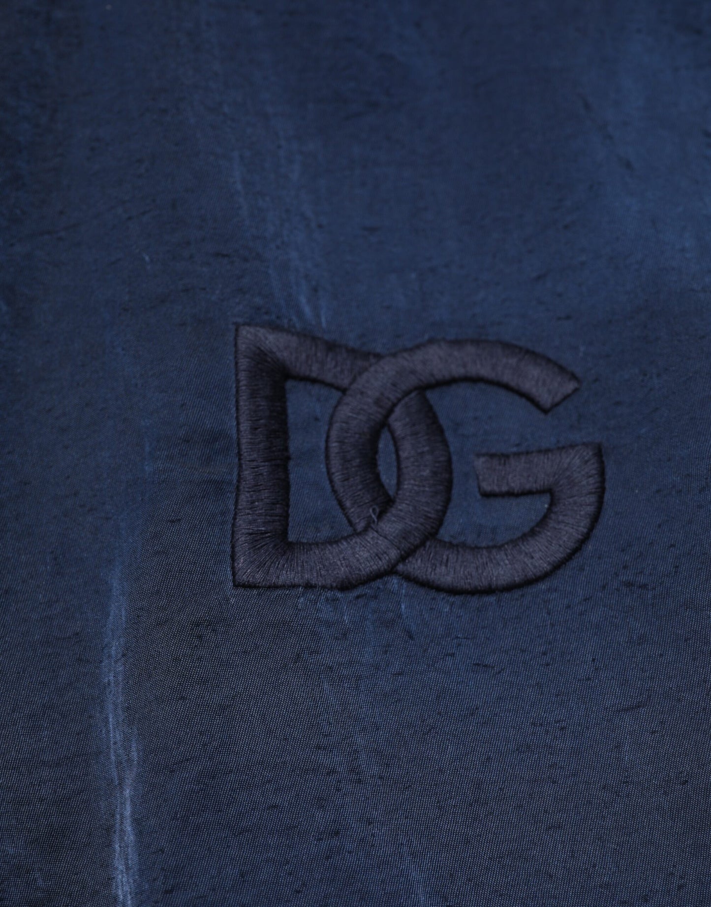 Dolce & Gabbana Blaue Nylon DG Stickerei Männer Bomberjacke