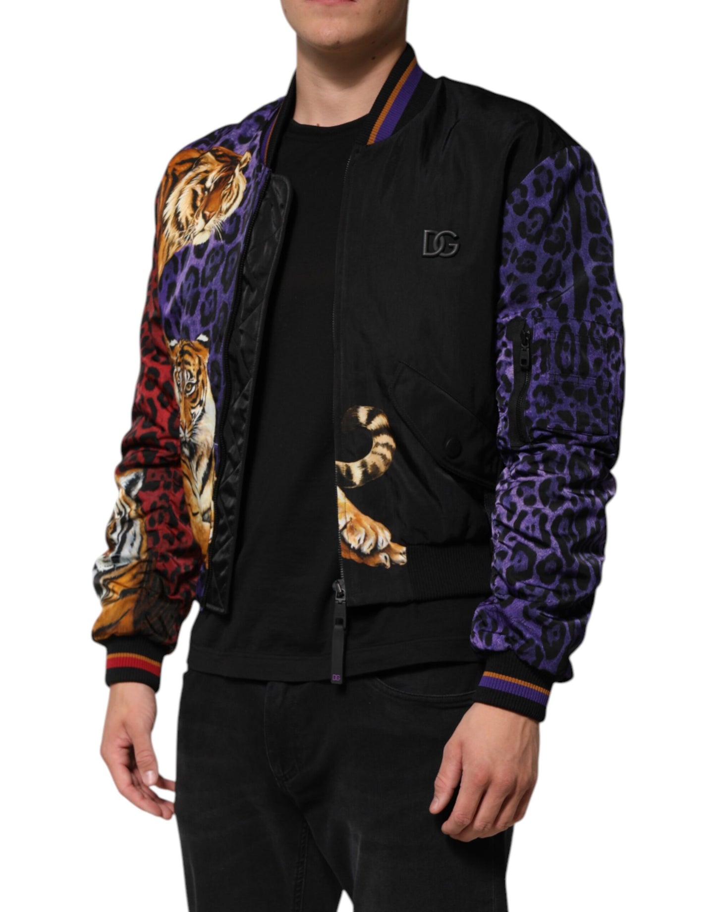 Dolce & Gabbana Multicolor Tiger Print Männer Bomberjacke