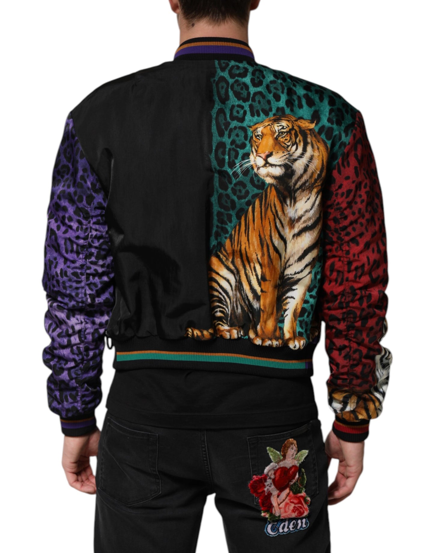 Dolce & Gabbana Multicolor Tiger Print Männer Bomberjacke